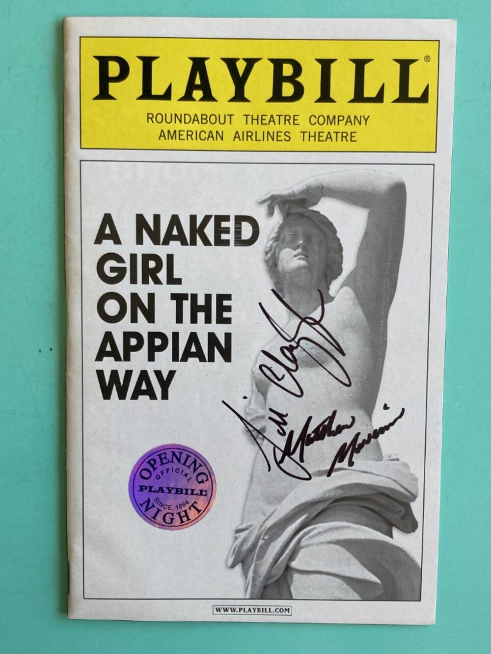 Silver Seal Cover Signed Playbill A Naked Girl Matthew Morrison Jill Clayburgh